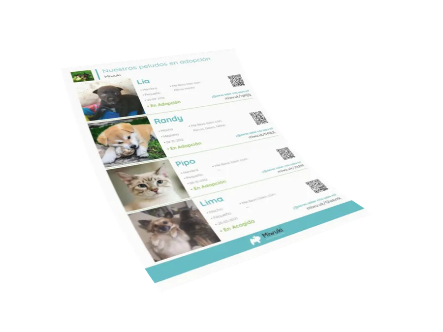 Printable list with QR codes